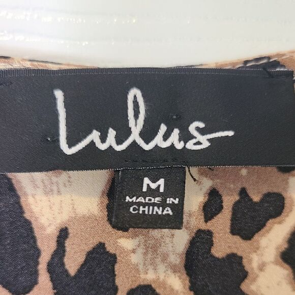 Lulus Wild Night Out Taupe Leopard Print Wrap Midi Dress | M - Picture 11 of 14